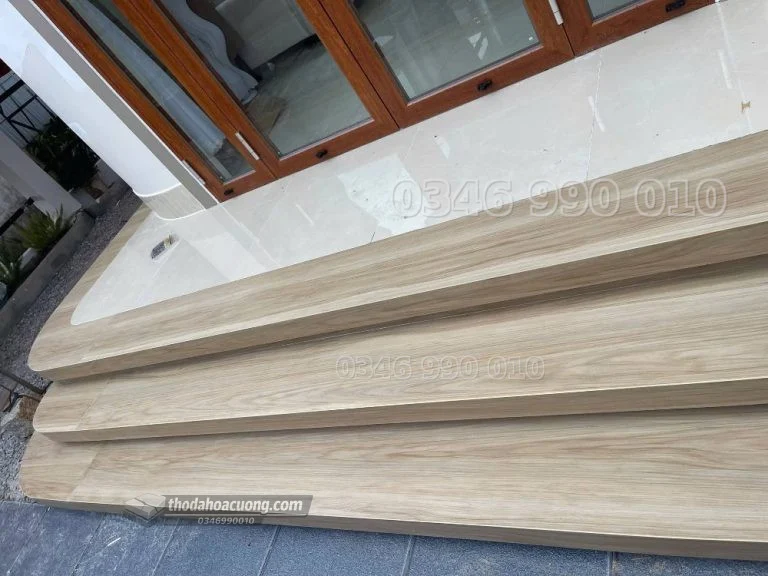 Bậc cấp Đá Nung Kết Khổ Lớn Wood Beige (Mặt Nhám) cao cấp